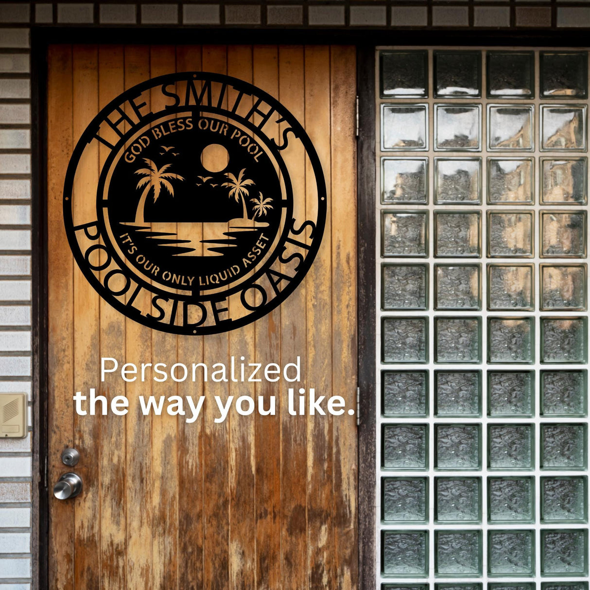 Pool Sign Metal Personalized Family Poolside Decor God Bless Hanging Decor Wall Art Beach House Outdoor Patio Christian Gift for Pool Owner