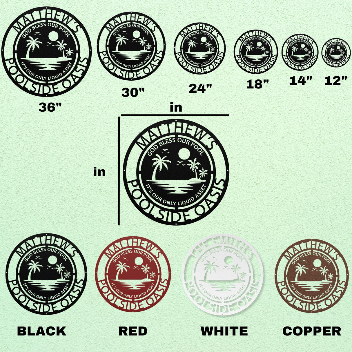 Pool Sign Metal Personalized Family Poolside Decor God Bless Hanging Decor Wall Art Beach House Outdoor Patio Christian Gift for Pool Owner