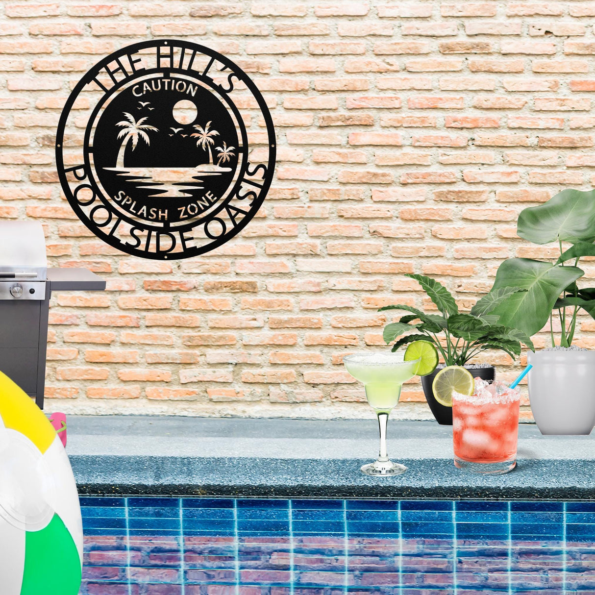 Caution Splash Zone Pool Sign Funny Metal Gift for Pool Owners Family Beach House Fence Décor Outdoor Patio Summer Splash