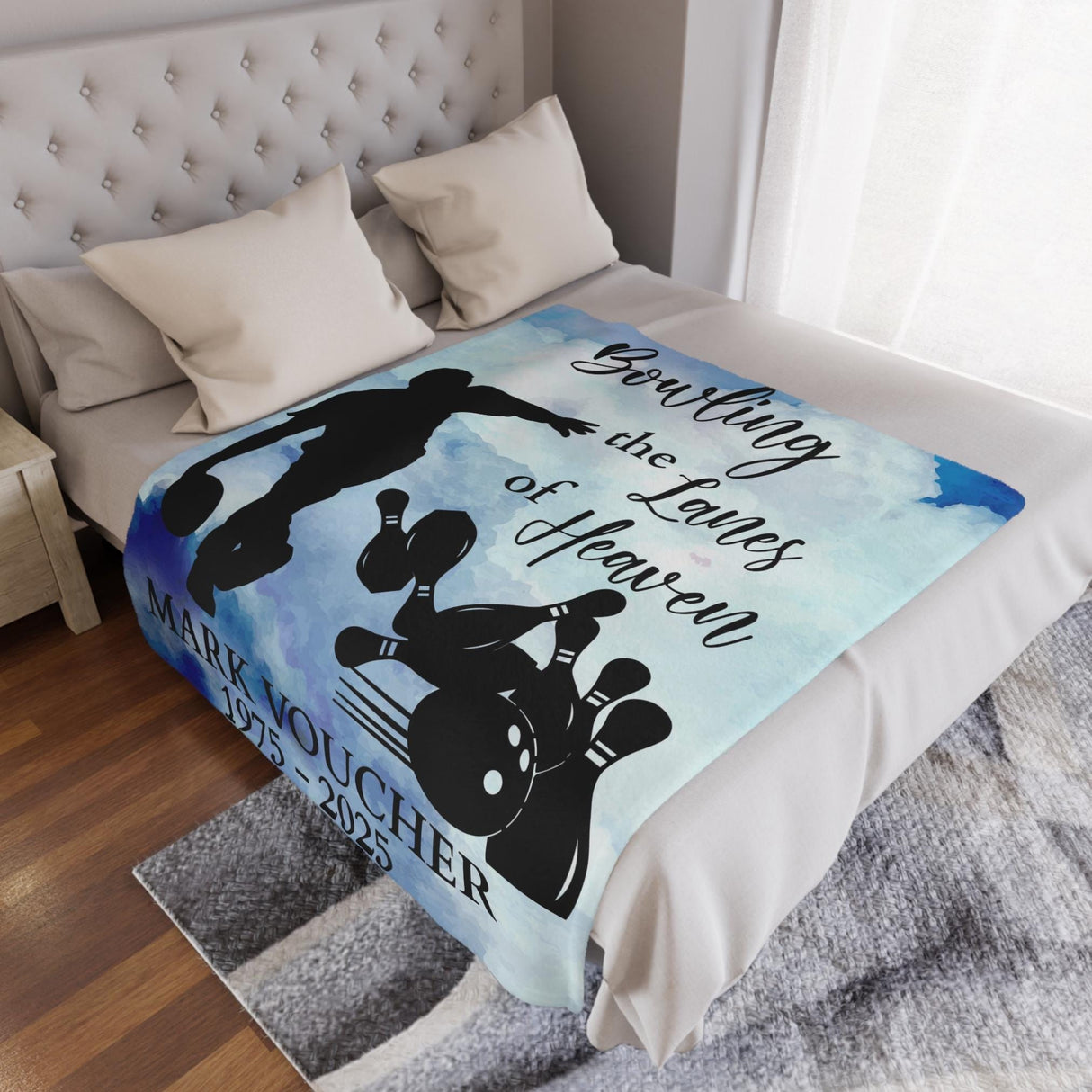 Bowling Memorial Blanket Gift for Loss of Bowler Dad Tribute Living Room Home Decor Personalized Couch Throw Blanket Loss of Father