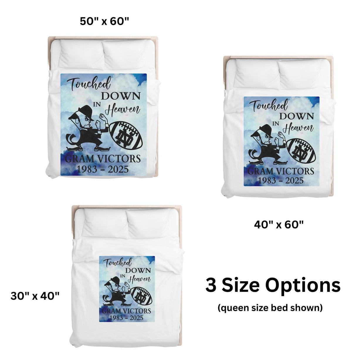 Notre Dame Football Memorial Blanket Gift Father Loss Sympathy Gift for Sports Fans Condolence Fighting Irish Throw Couch Blanket