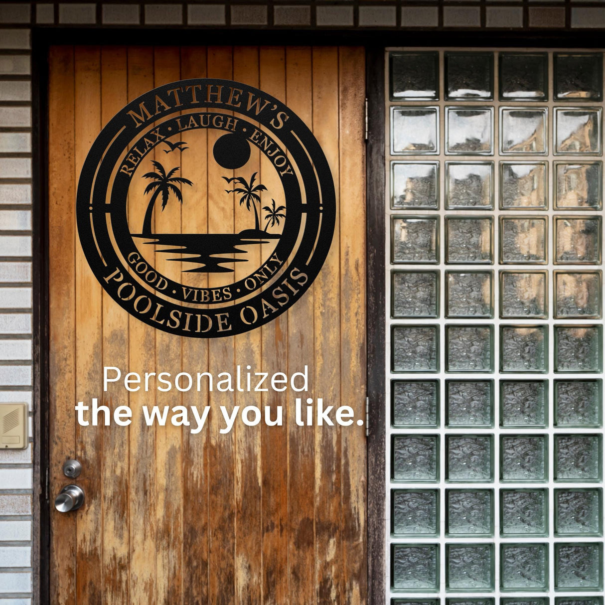 Custom Pool Rules Metal Plaque Family Name Poolside Sign Laser-Cut Steel Outdoor Wall Art for Beach House Patio