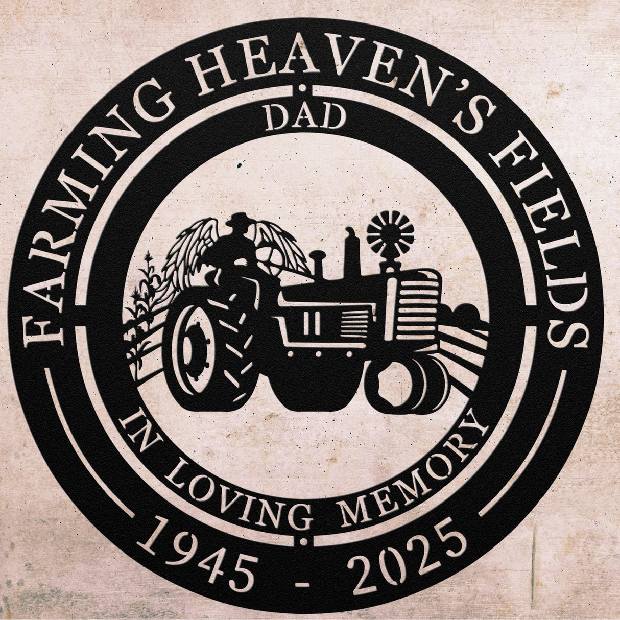 Heavens Fields Farmer Memorial Sign Personalized Dad Or Grandpa Remembrance Metal Wall Art Farming Legacy Outdoor Tribute