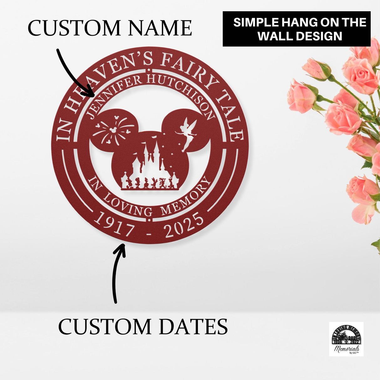 Disney Memorial Gift for Loss Mom Sympathy Gift In Heavens Fairy Tale Personalized Son Loss Dad Daughter Remembrance Sign Best Friend Loss