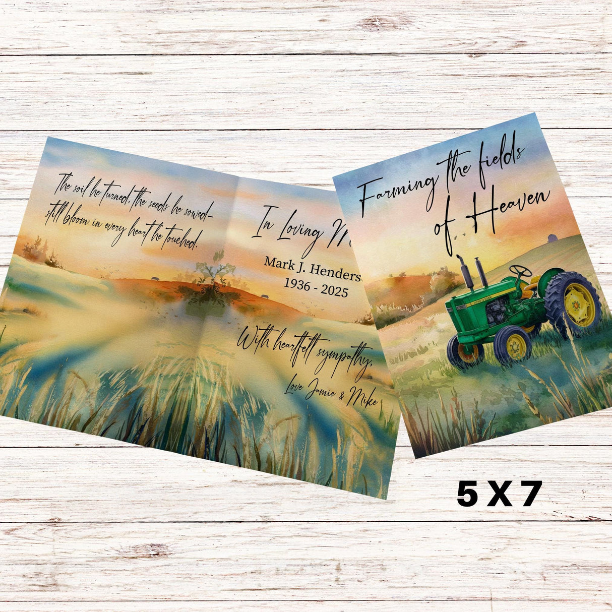 Personalized Farmer Sympathy Card for Men Farming Memorial Card Sorry for Your Loss Keepsake Card Grandpa So Sorry for Your Loss Card