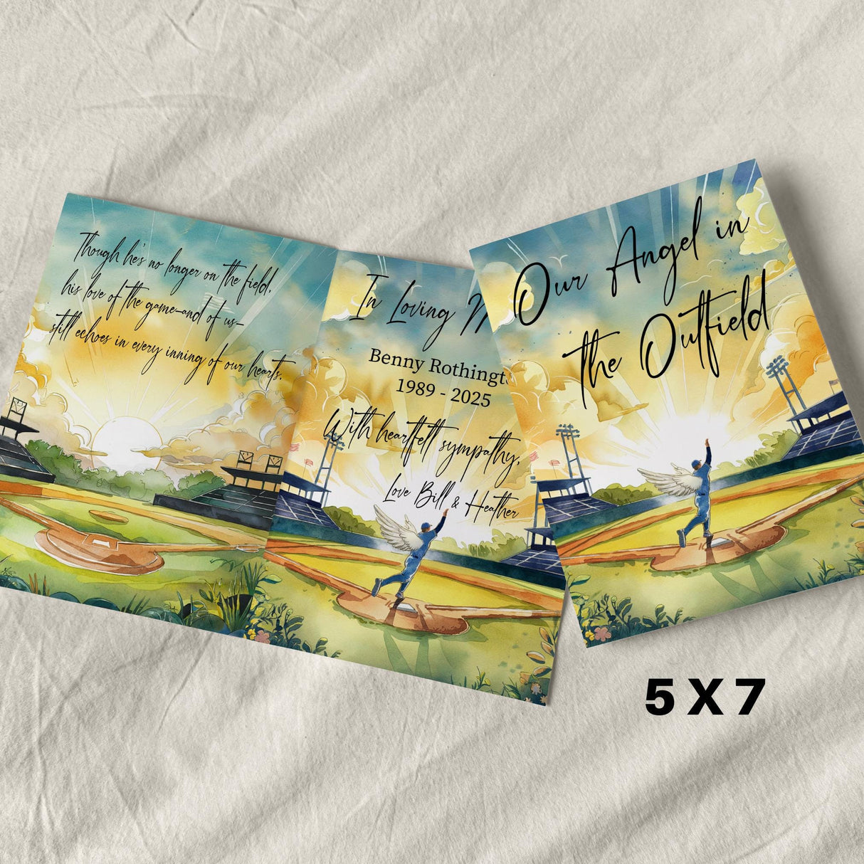 Personalized Baseball Sympathy Card Son Memorial Card Sorry for Your Loss Keepsake Card Dad So Sorry for Your Loss Card Angel In Outfield