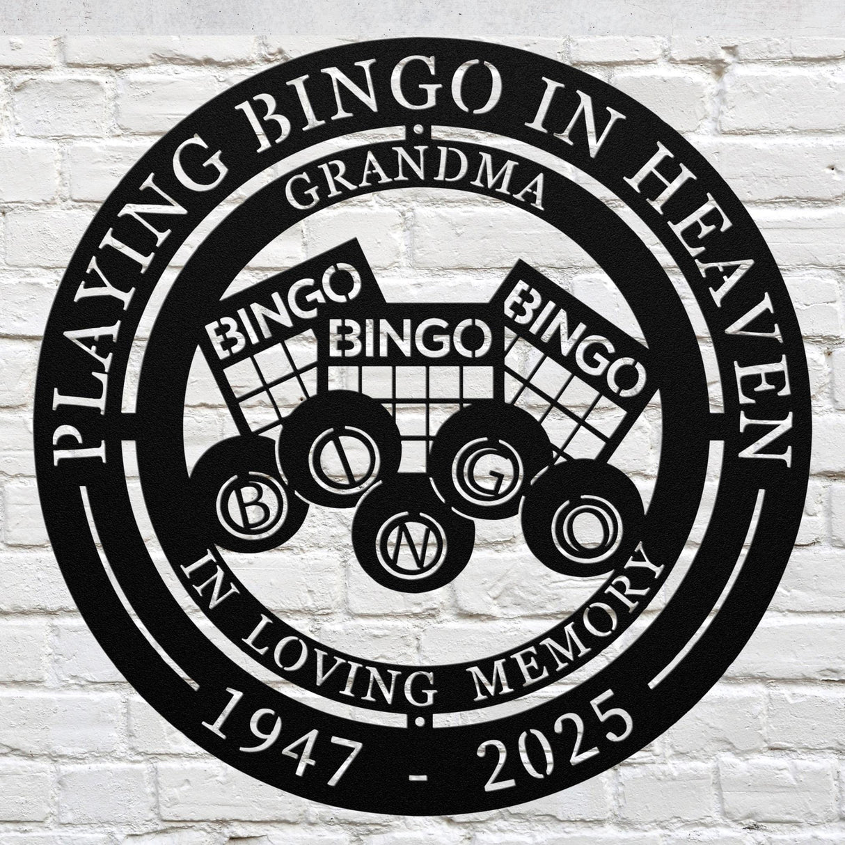 Bingo Loved One Loss Memorial Playing Bingo in Heaven Honoring Grandma Personalized Loved One Mom Game Lover Tribute Decorative Wall Decor