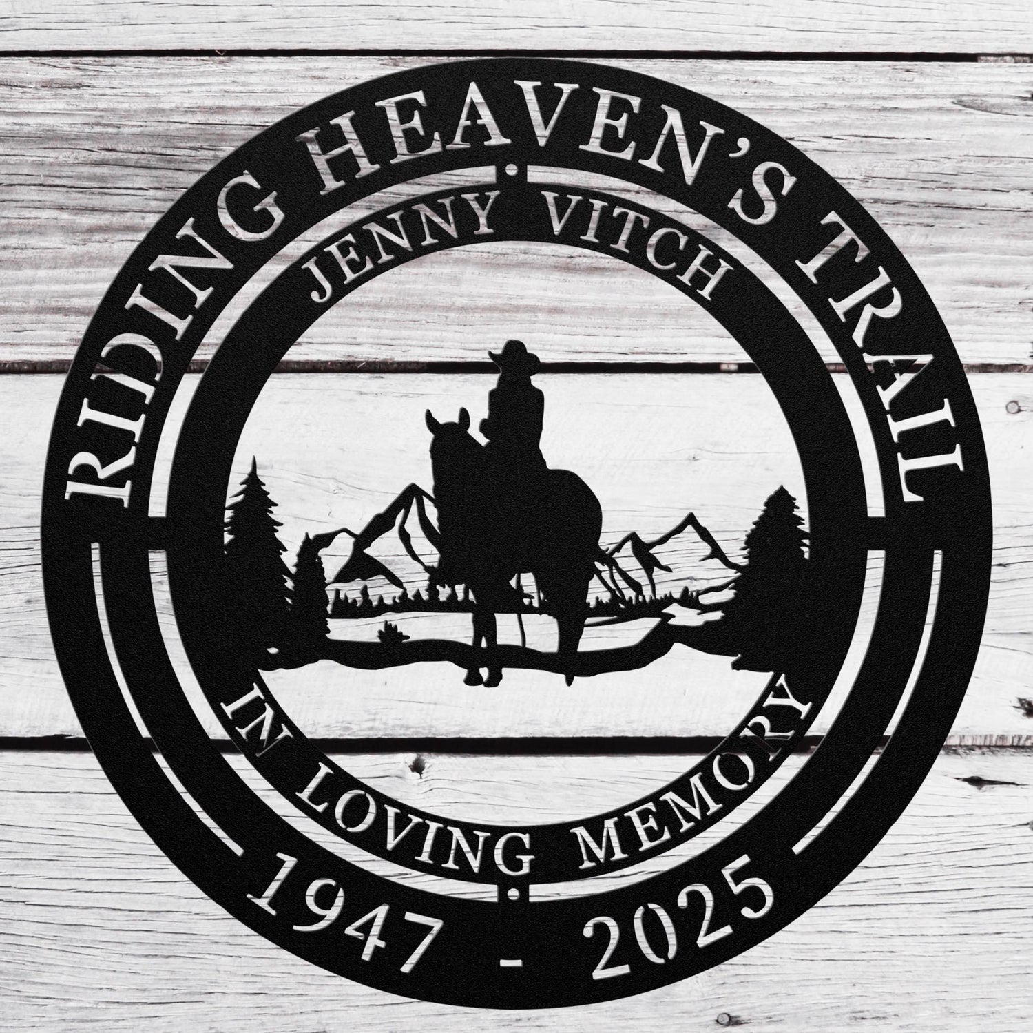 Horse Rider Memorial Gift Riding Heaven's Trail Honoring Sister Personalized Loved One Mom Equestrian Farmhouse Home Decor Indoor Farm Sign