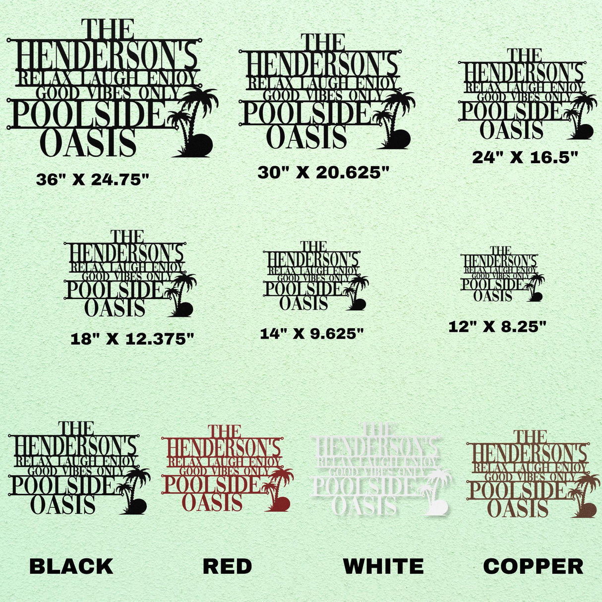 Decorative Pool Metal Sign Personalized Family Poolside Hanging Decor Exterior Laser Cut Metal Wall Art Beach House Patio Steel Outdoor