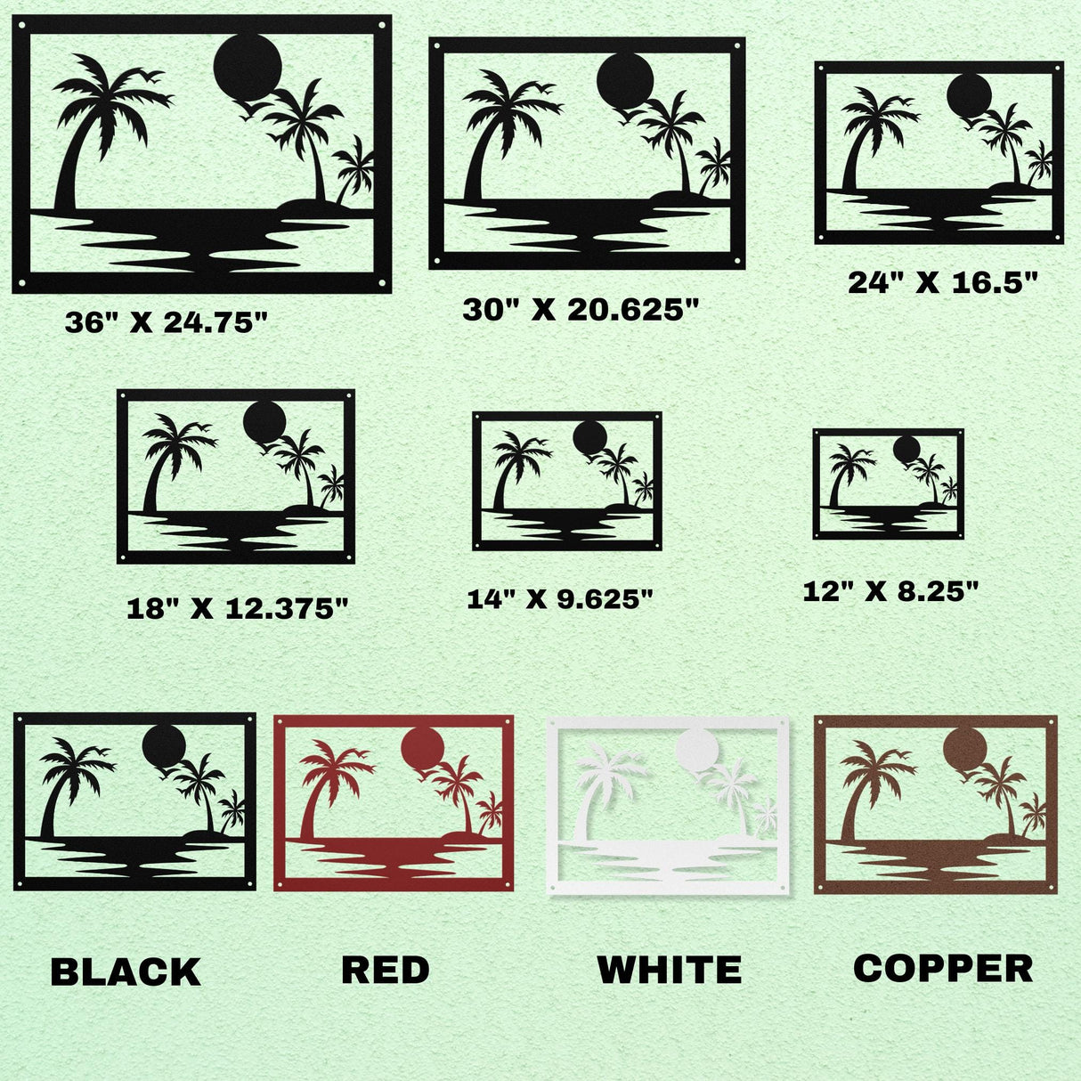 Tropical Wall Art Metal Sign Poolside Hanging Decor Exterior Laser Cut Metal Wall Art Decorative Beach House Patio Steel Outdoor Decoration