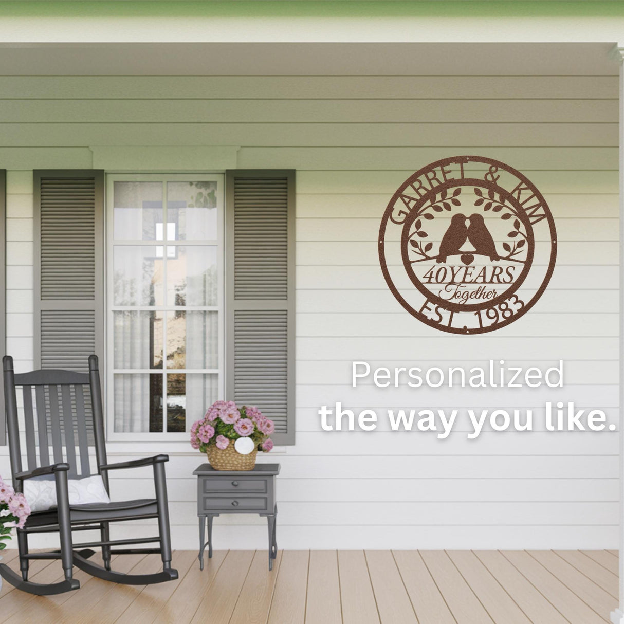 40th Anniversary Gifts Parents Anniversary 40 Years Ruby Anniversary Sign Wedding Metal Wall Art Love Birds Home Decor Gift for Grandparents