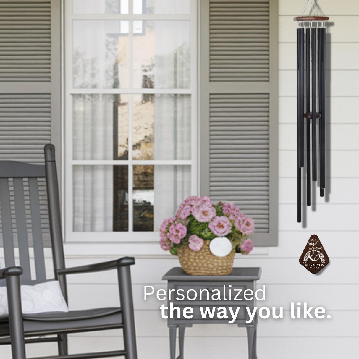 Memorial Wind Chime Baseball Sympathy Gift Sorry for Your Loss Personalized Loss of Son Tribute Large 55 Inch Outdoor Wind Chime Gift Box