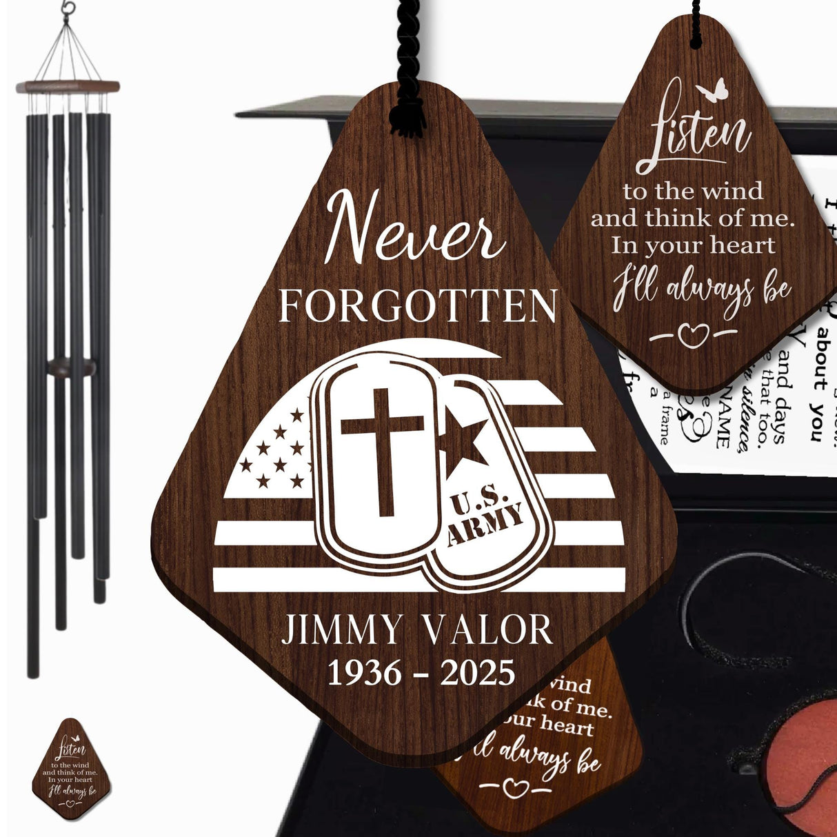 Army Memorial Sympathy Wind Chimes