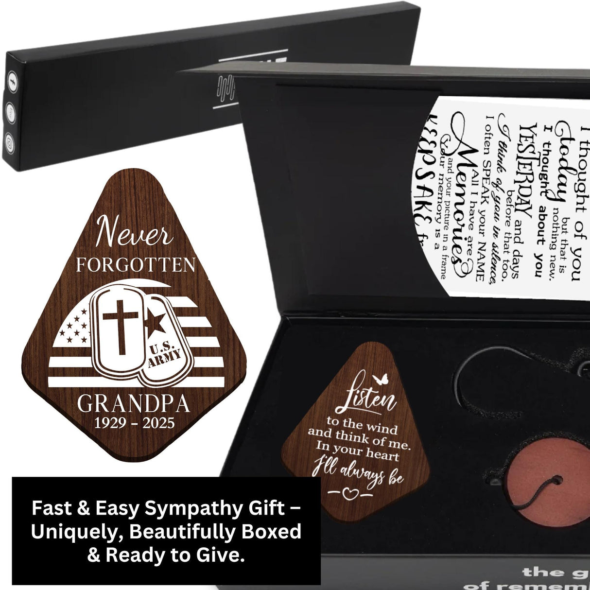 Army Memorial Sympathy Wind Chimes Gift Box Idea Grandfather Condolence Gift Dad Husband Funeral Service Present Military Best Friend Loss