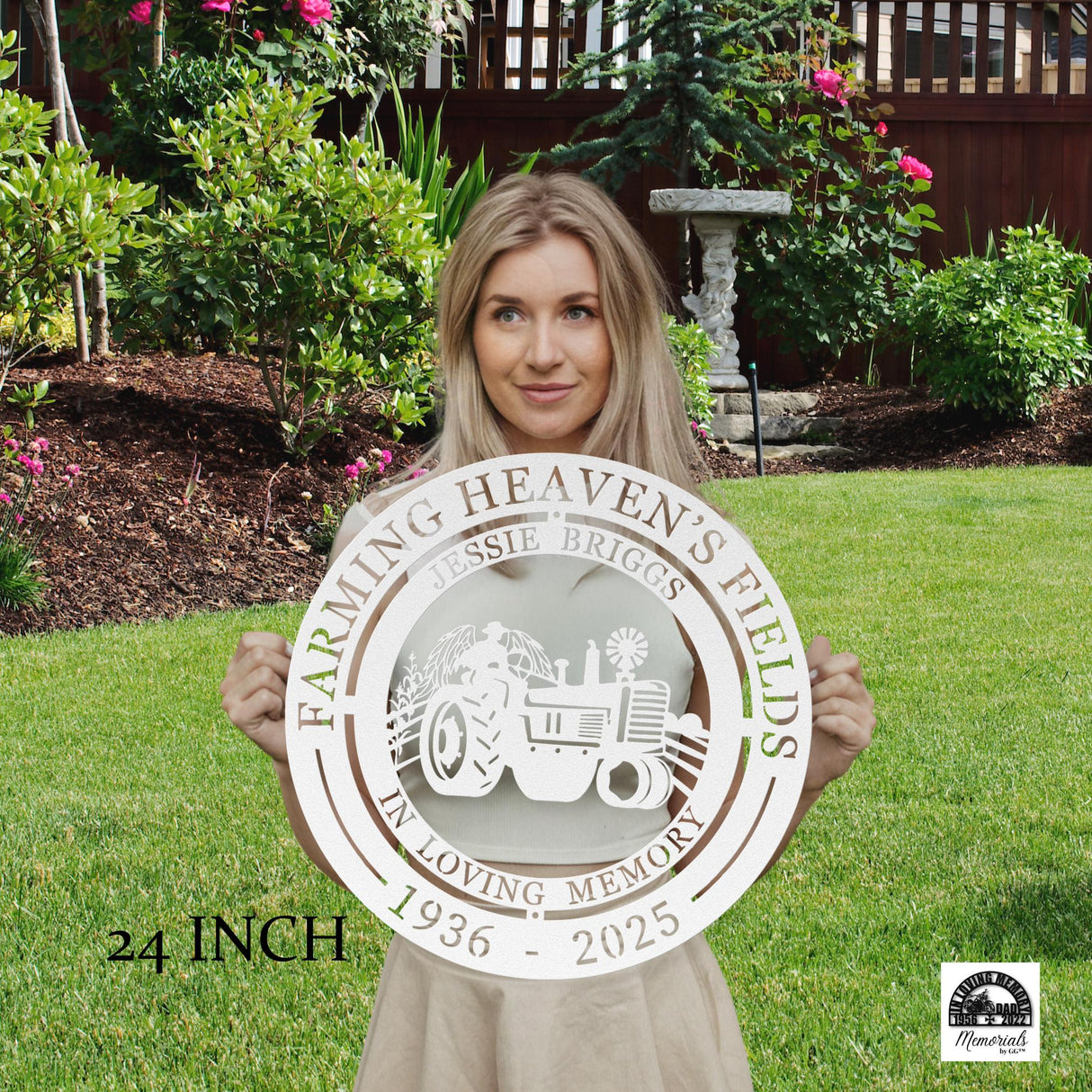 Heavens Fields Farmer Memorial Sign Personalized Dad Or Grandpa Remembrance Metal Wall Art Farming Legacy Outdoor Tribute