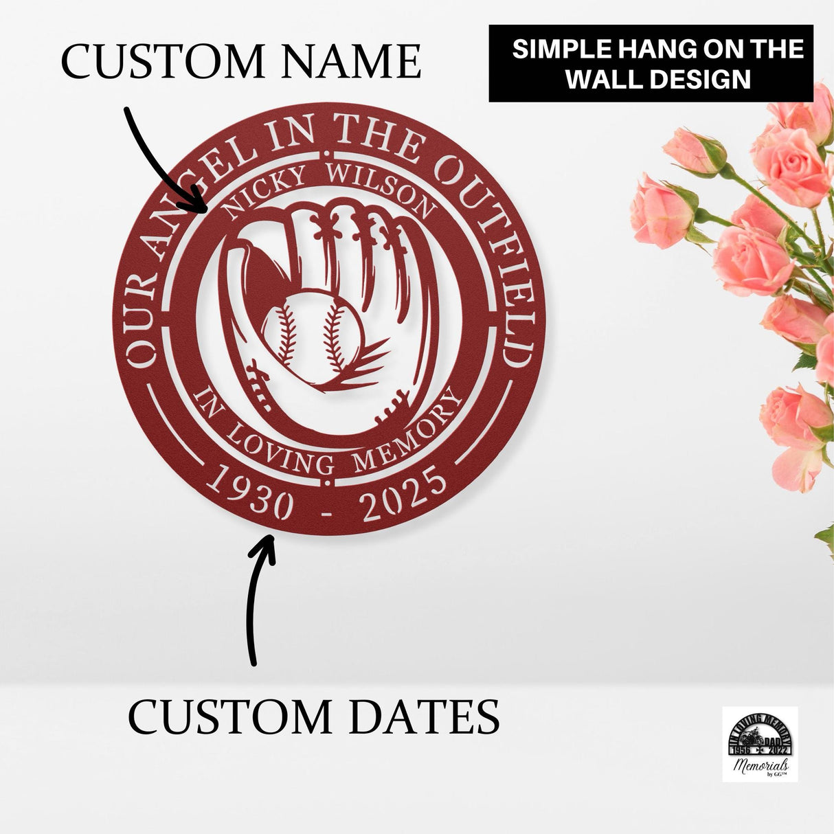 Baseball Memorial Gift for Loss Spouse Sympathy Gift Angels in Outfield Personalized Brother Son Loss Sports Fan Gift Dad Remembrance Sign