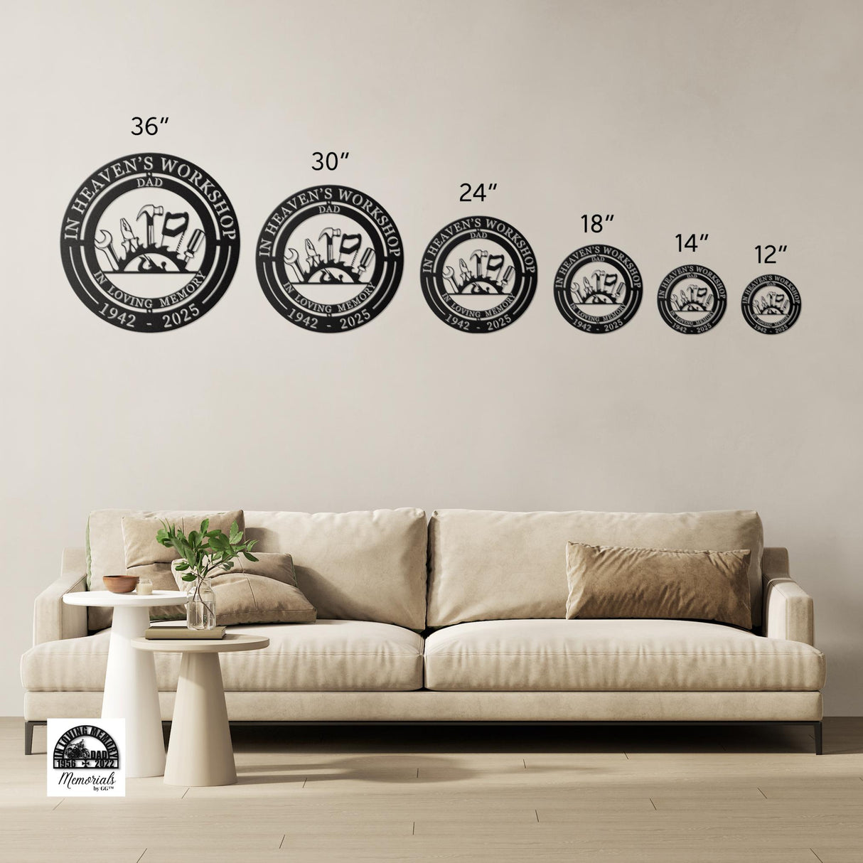 Carpenter Memorial Gift Father Sympathy Gift In Heavens Workshop Personalized Grandpa Loss Dad Remembrance Handyman Garage Sign