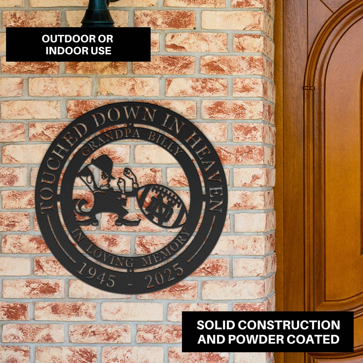 Notre Dame Memorial Gift Father Football Sympathy Gift Touched Down in Heaven Personalized Grandpa Loss Dad Remembrance Sports Fan Tribute