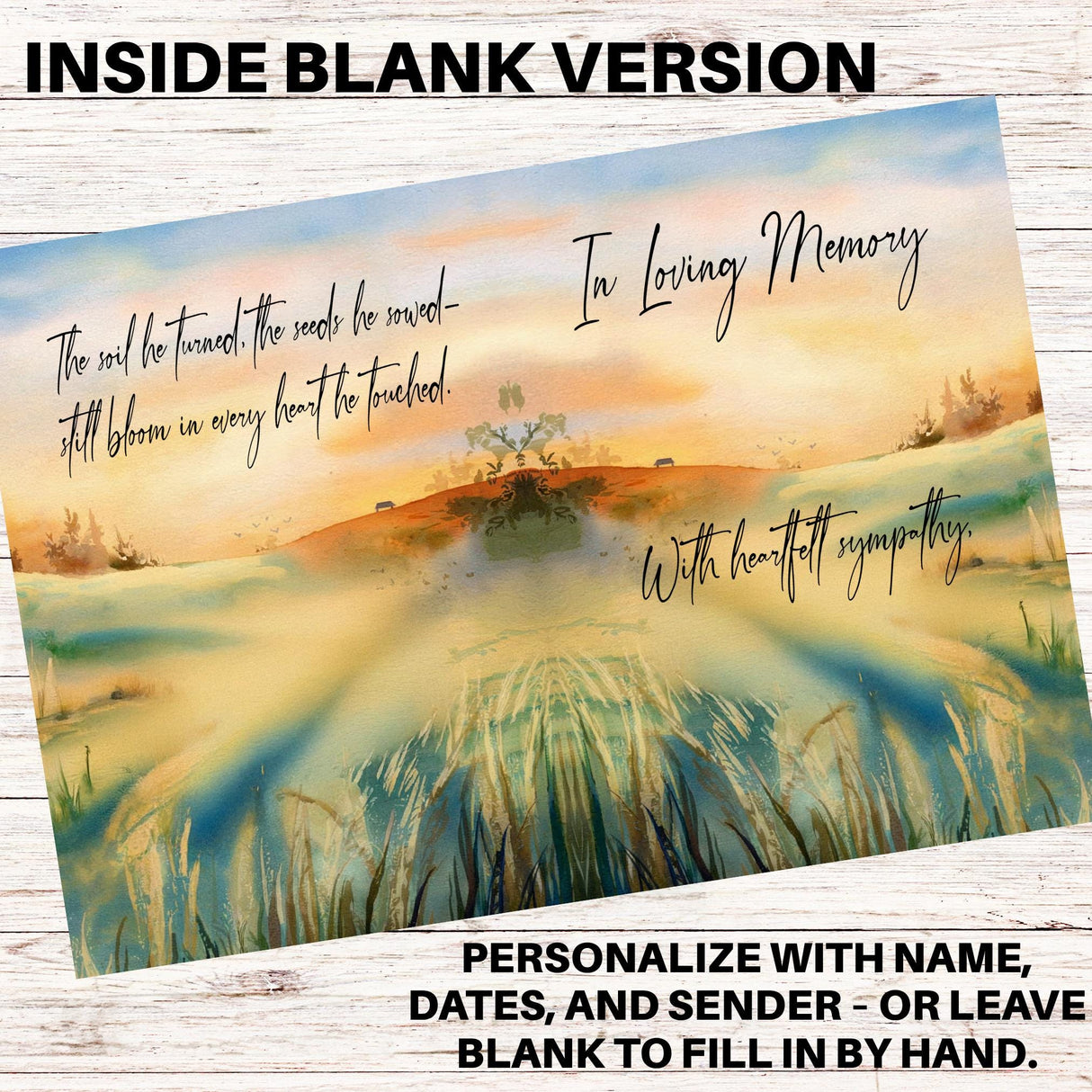 Personalized Farmer Sympathy Card for Men Farming Memorial Card Sorry for Your Loss Keepsake Card Grandpa So Sorry for Your Loss Card