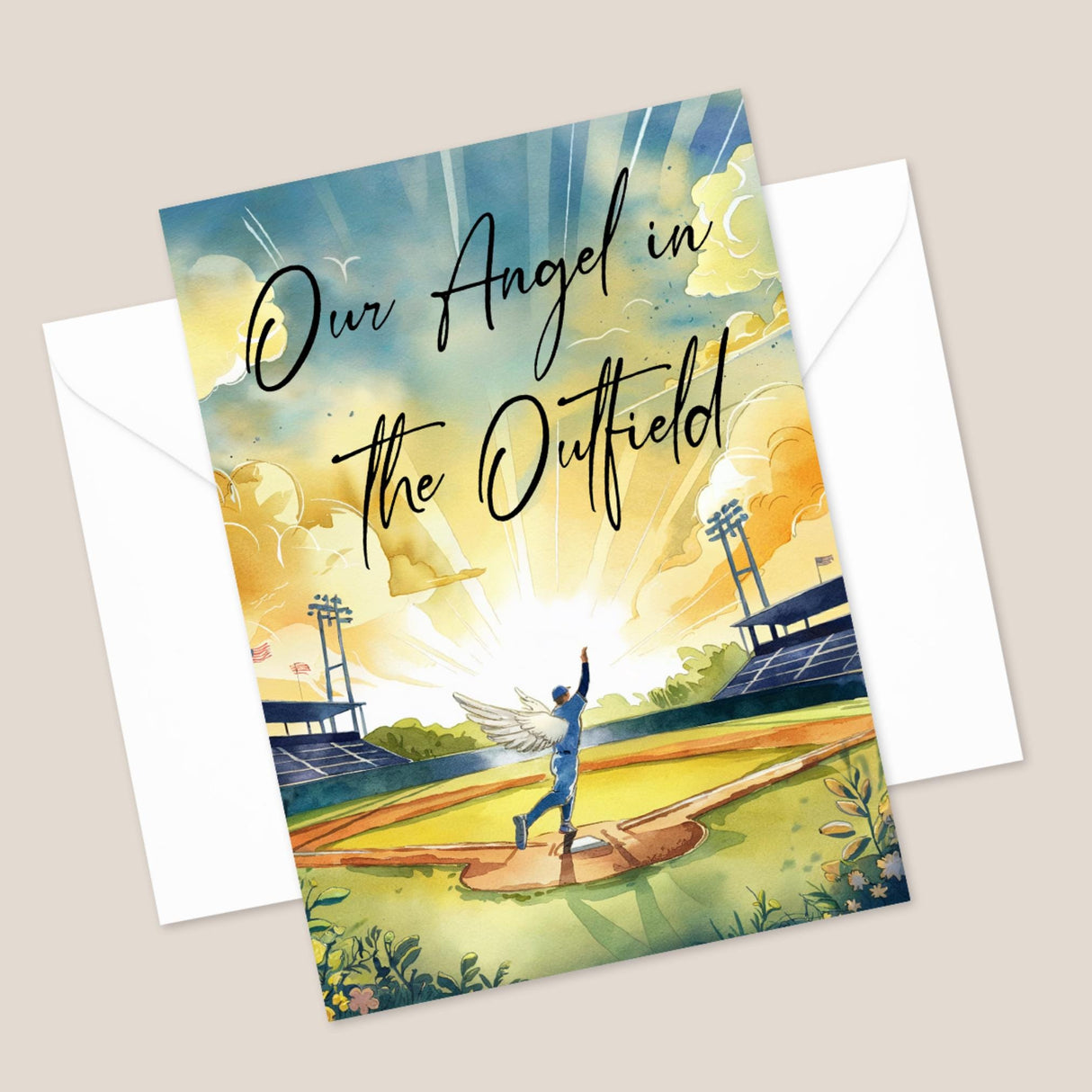 Personalized Baseball Sympathy Card Son Memorial Card Sorry for Your Loss Keepsake Card Dad So Sorry for Your Loss Card Angel In Outfield