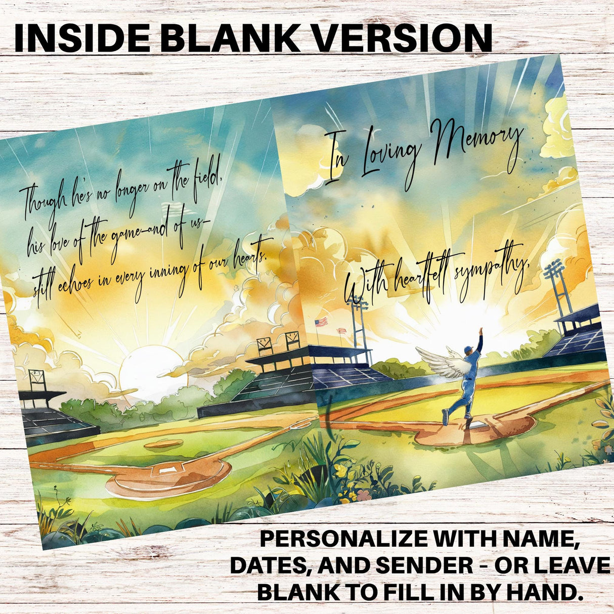 Personalized Baseball Sympathy Card Son Memorial Card Sorry for Your Loss Keepsake Card Dad So Sorry for Your Loss Card Angel In Outfield