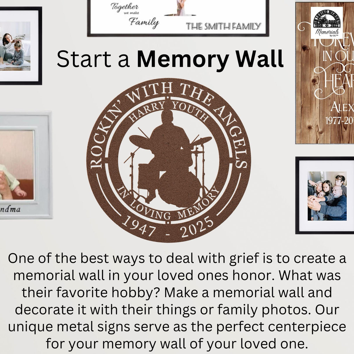 Drummer Memorial Gift Musician Sympathy Gift Rockin With Angels Personalized Loss Best Friend Remembrance Dad Tribute Hanging Wall Art