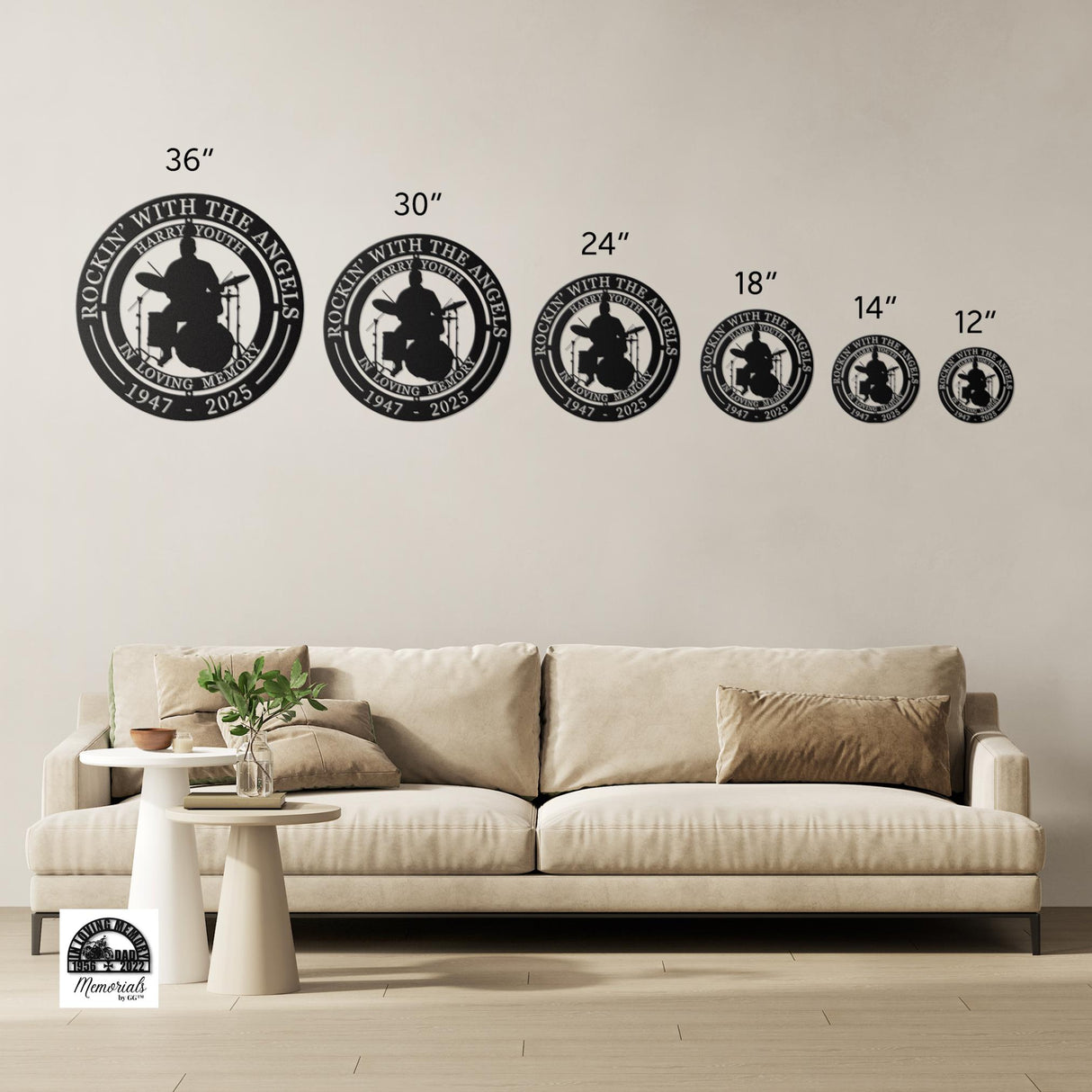 Drummer Memorial Gift Musician Sympathy Gift Rockin With Angels Personalized Loss Best Friend Remembrance Dad Tribute Hanging Wall Art