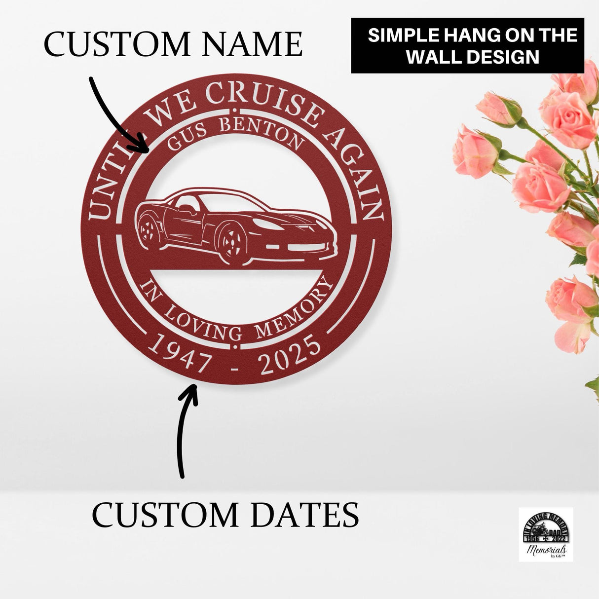 Corvette Departed loved One Sign Until We Cruise Again Honoring Loved One Personalized Father Tribute Hanging Wall Art Dad Memorial Gift