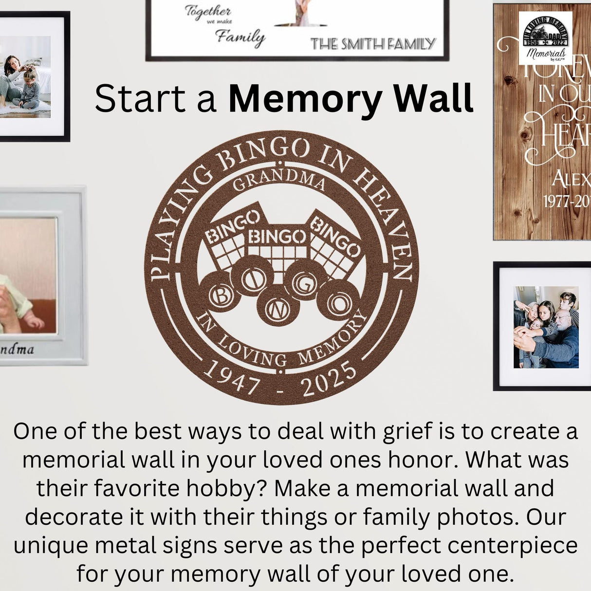 Bingo Loved One Loss Memorial Playing Bingo in Heaven Honoring Grandma Personalized Loved One Mom Game Lover Tribute Decorative Wall Decor