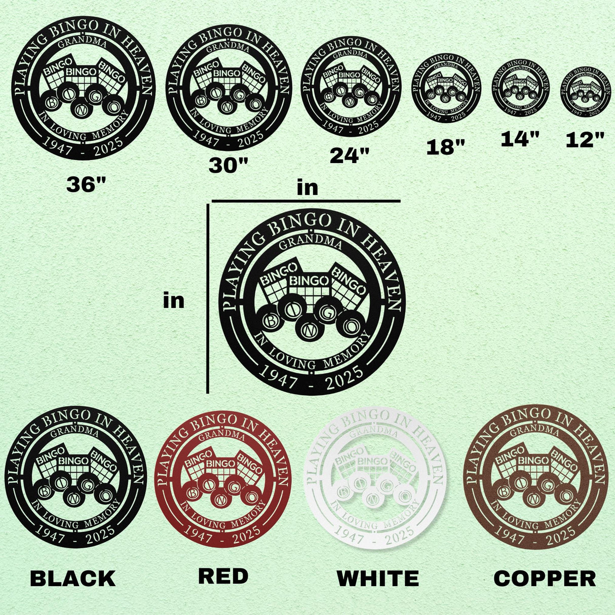 Bingo Loved One Loss Memorial Playing Bingo in Heaven Honoring Grandma Personalized Loved One Mom Game Lover Tribute Decorative Wall Decor