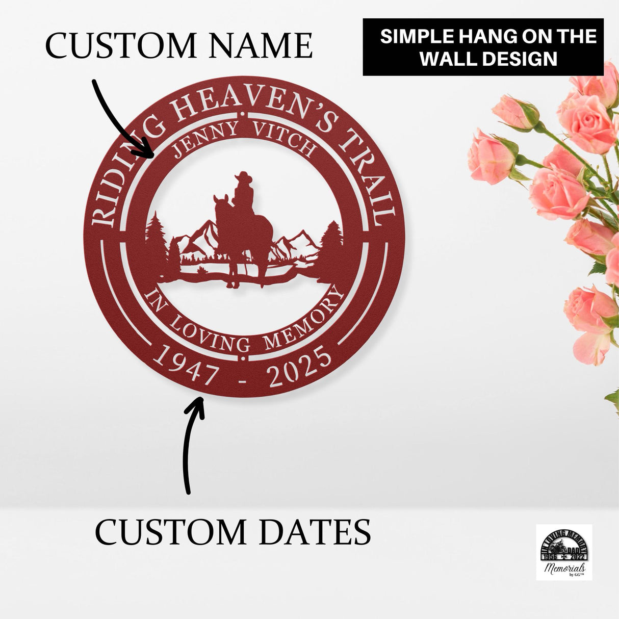 Horse Rider Memorial Gift Riding Heaven's Trail Honoring Sister Personalized Loved One Mom Equestrian Farmhouse Home Decor Indoor Farm Sign