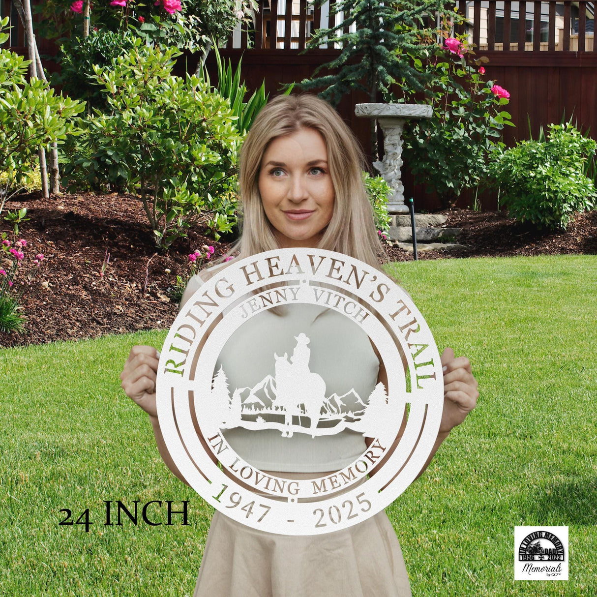 Horse Rider Memorial Gift Riding Heaven's Trail Honoring Sister Personalized Loved One Mom Equestrian Farmhouse Home Decor Indoor Farm Sign