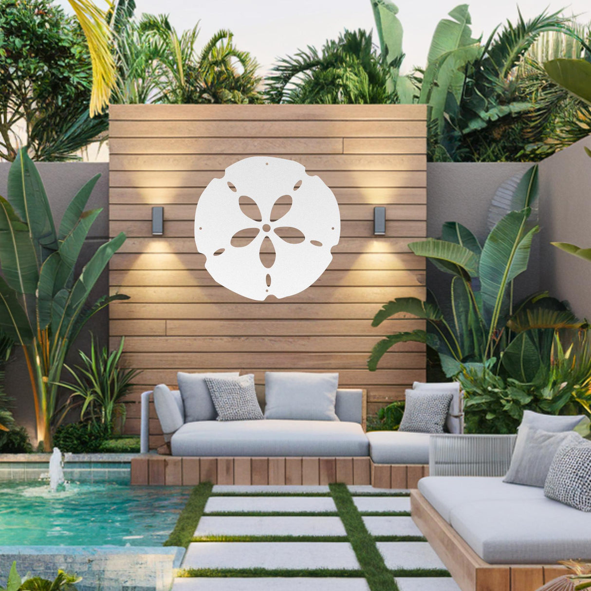 Sand Dollar Wall Decor Coastal Beach House Outdoor Sign Weatherproof Nautical Porch Art Tropical Beach Outdoor Decorations