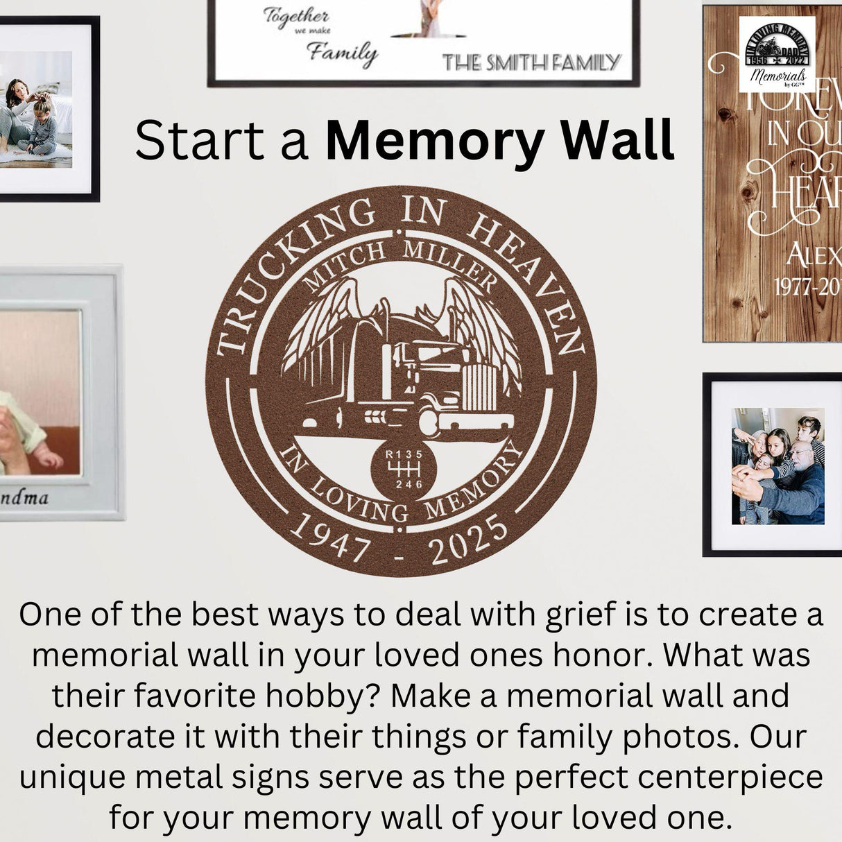Memorial For Truck Driver Wall Sign Personalized Memory Decor Indoor Outdoor Multiple Sizes & Colors