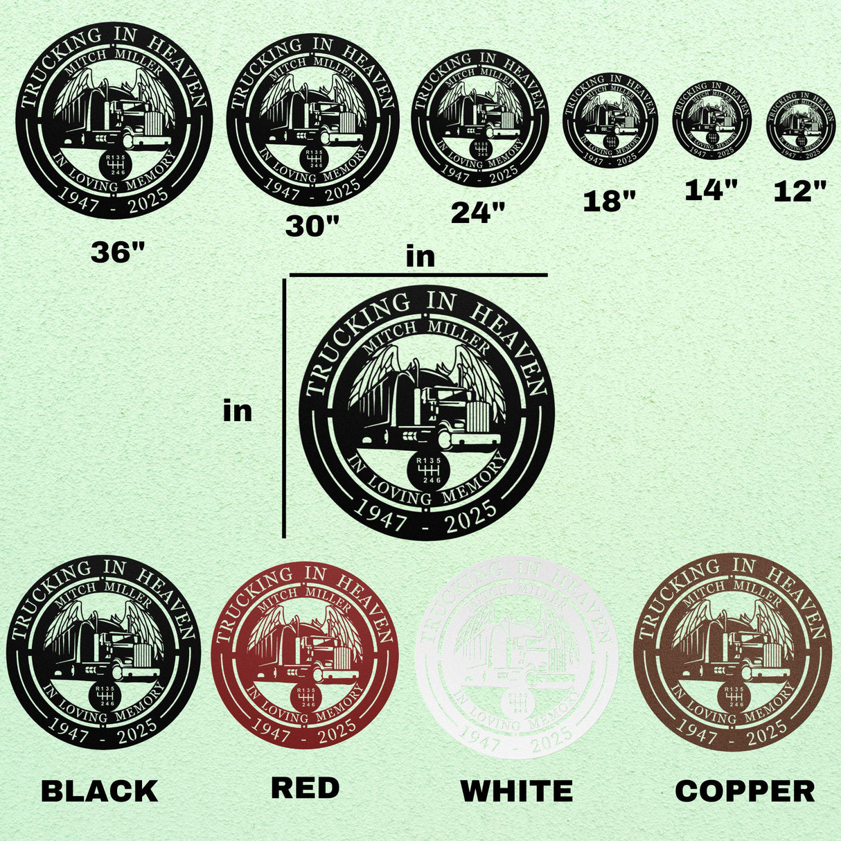 Memorial For Truck Driver Wall Sign Personalized Memory Decor Indoor Outdoor Multiple Sizes & Colors