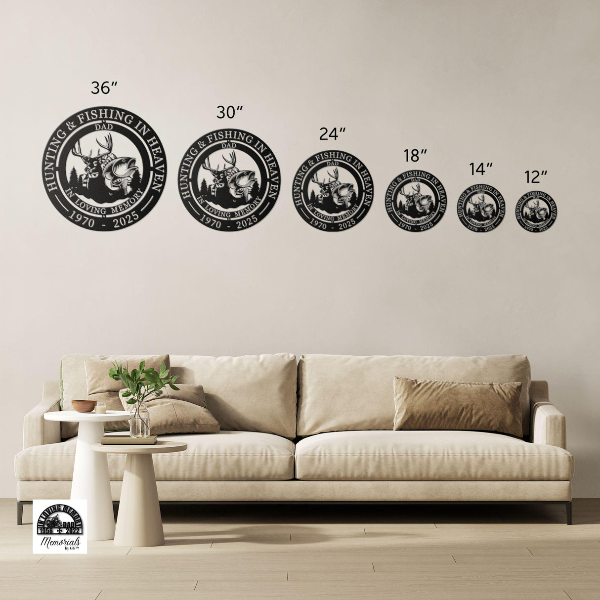 Hunter & Fishing Memorial Sign – Personalized Outdoor Wall Tribute Outdoor Deer Fish Gift Dad Sympathy Gift for Loss