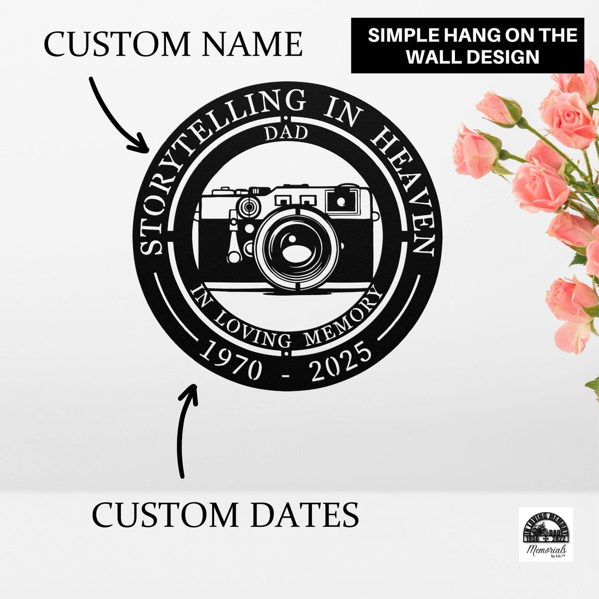 Photographer Memorial Wall Sign Custom Hanging Tribute Gift for Loss of Loved One