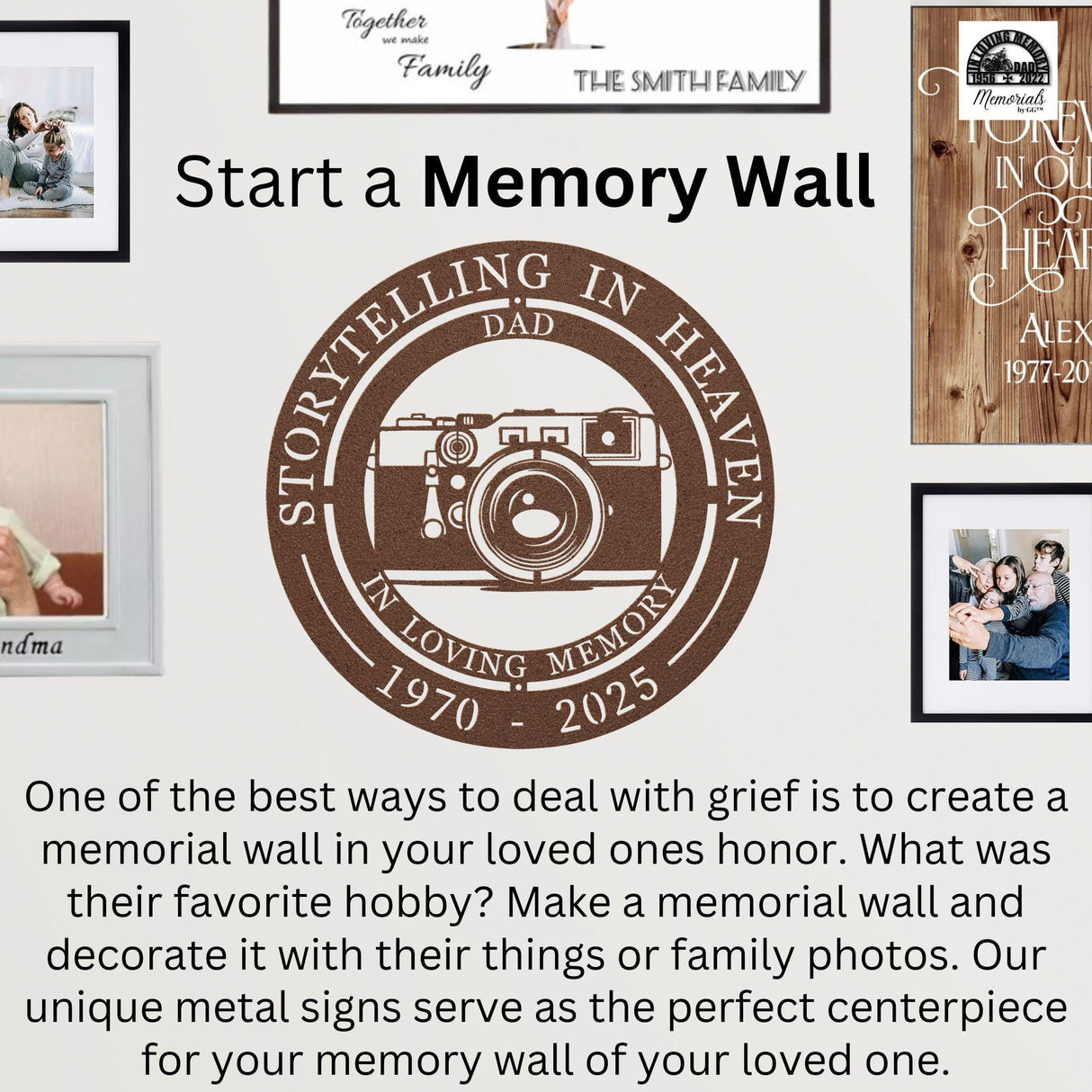 Photographer Memorial Wall Sign Custom Hanging Tribute Gift for Loss of Loved One
