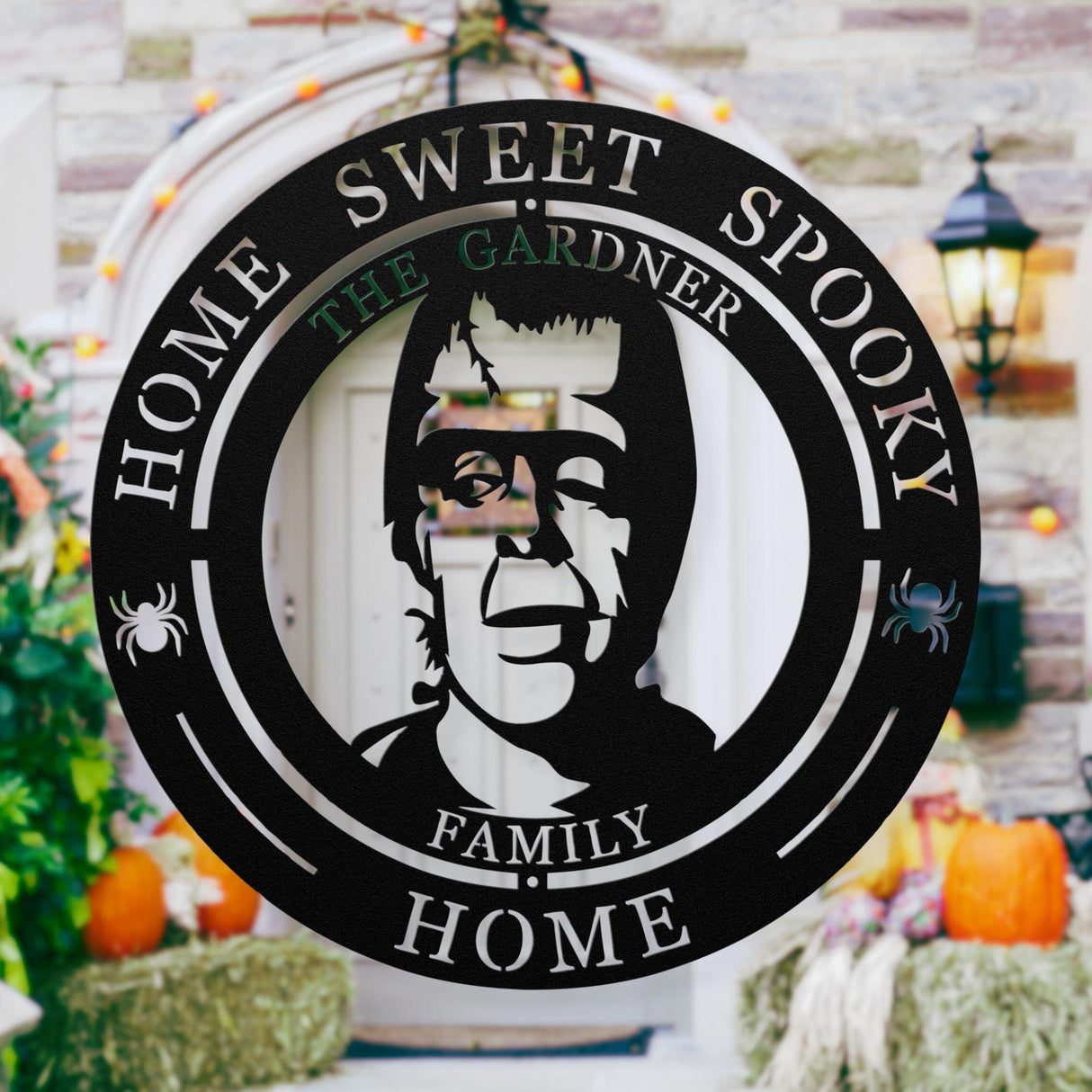 Spooky Home Sweet Home Halloween Sign Personalized Halloween Decor Porch Herman Munster Horror Fan Halloween Hanging Front Porch Decoration