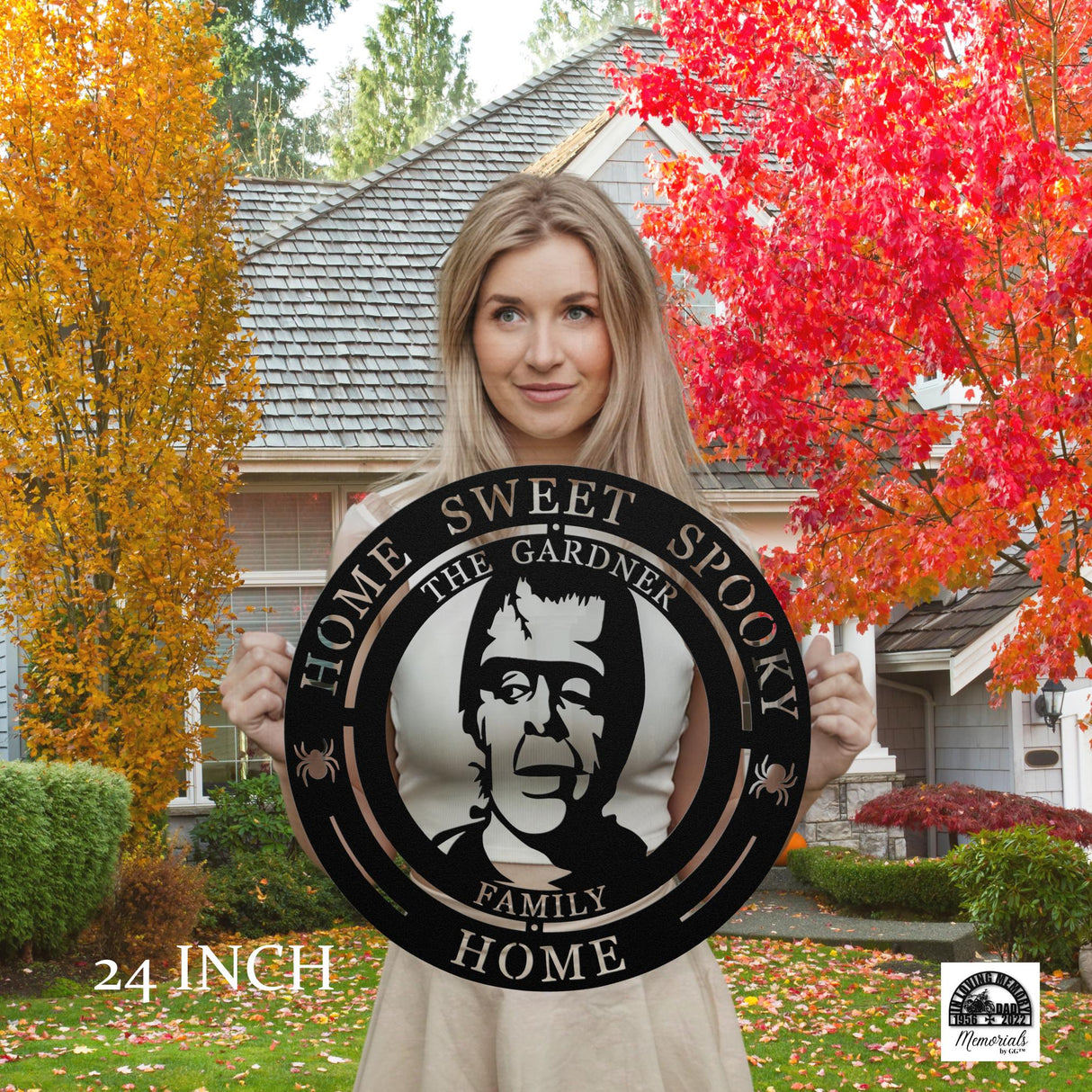 Spooky Home Sweet Home Halloween Sign Personalized Halloween Decor Porch Herman Munster Horror Fan Halloween Hanging Front Porch Decoration