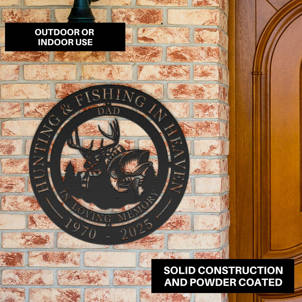 Hunter & Fishing Memorial Sign – Personalized Outdoor Wall Tribute Outdoor Deer Fish Gift Dad Sympathy Gift for Loss