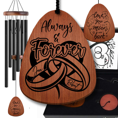Wedding Rings Gift Wind Chime Box for Newlywed Couples Personalized Names