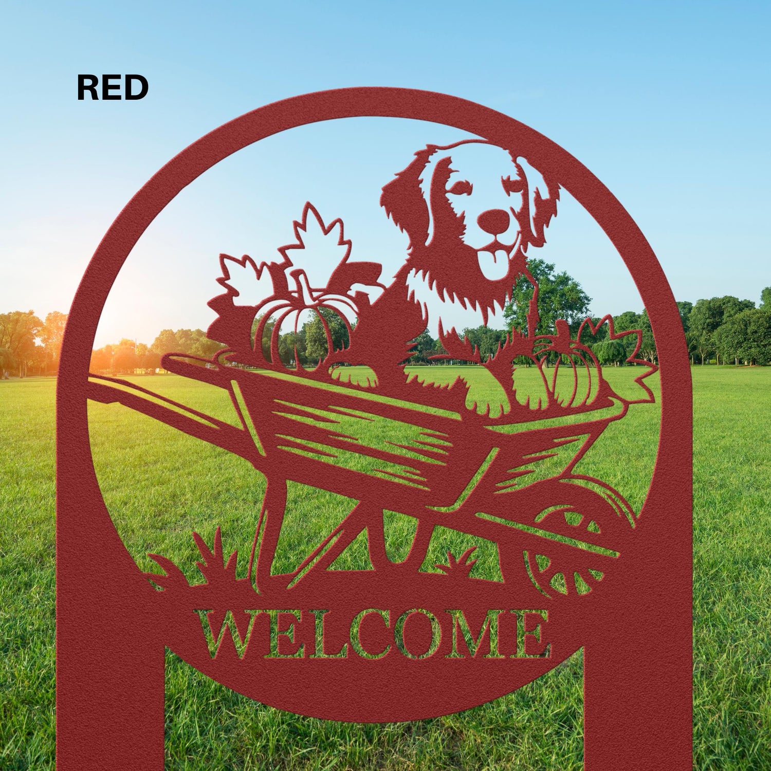Outdoor Autumn Decor Dog Pumpkin Welcome Sign Yard Stake Fall Decorations