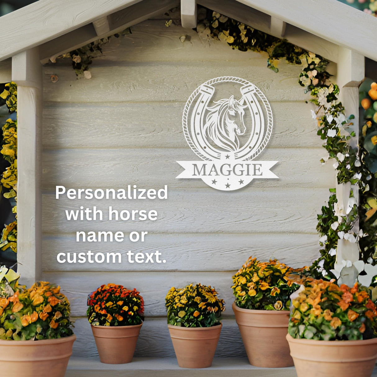Personalized Horseshoe Name Plate Custom Metal Horse Farm Sign Gift for Equine Enthusiasts