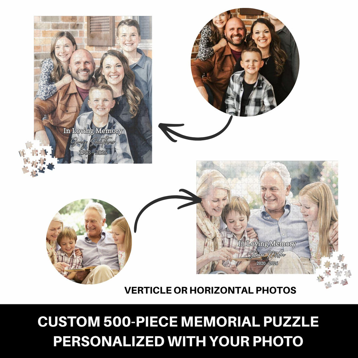Custom Memorial Puzzle 500 Piece - Personalized Photo Tribute in Loving Memory Family Gift