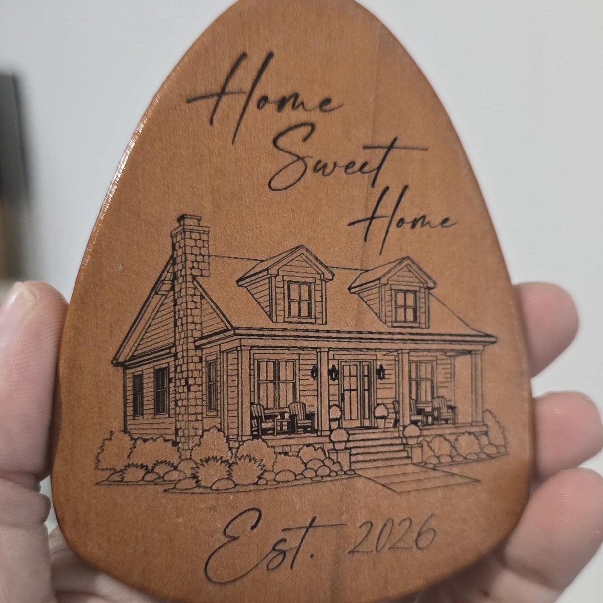 Personalized Housewarming Gift Wind Chime, Custom New Home Gift for Couple, Engraved Wooden House Warming Windchimes Outdoor Porch Decor