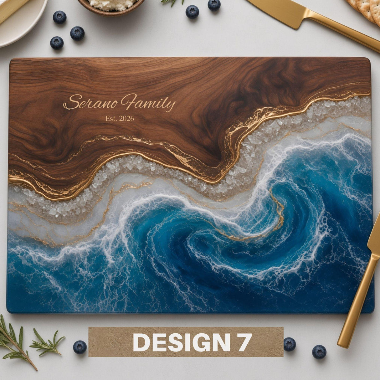 Personalized Glass Charcuterie Board, Custom Marble Wood Look Cheese Board, Closing Gifts, Realtor Kitchen Decor