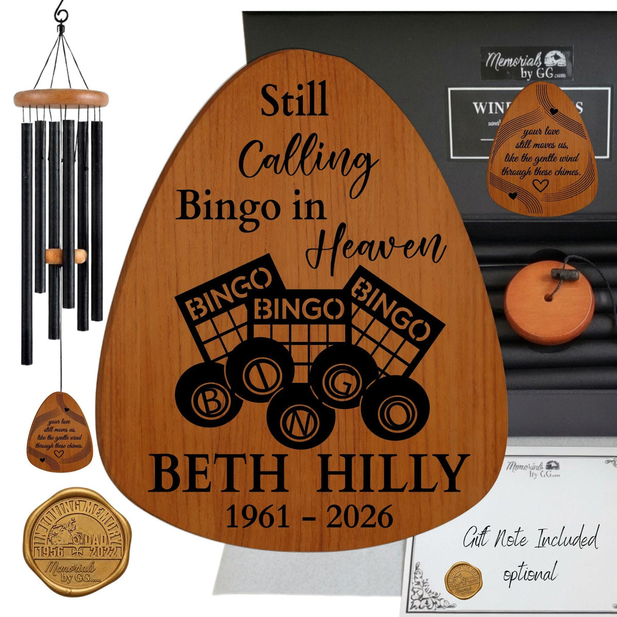 Personalized Bingo Memorial Wind Chime - Grandmom Loss Sympathetic Gift