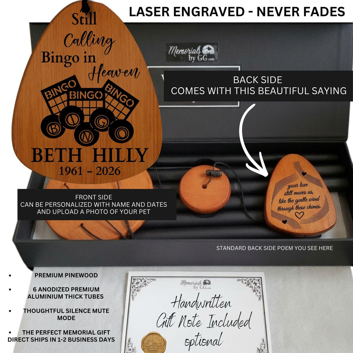 Personalized Bingo Memorial Wind Chime - Grandmom Loss Sympathetic Gift
