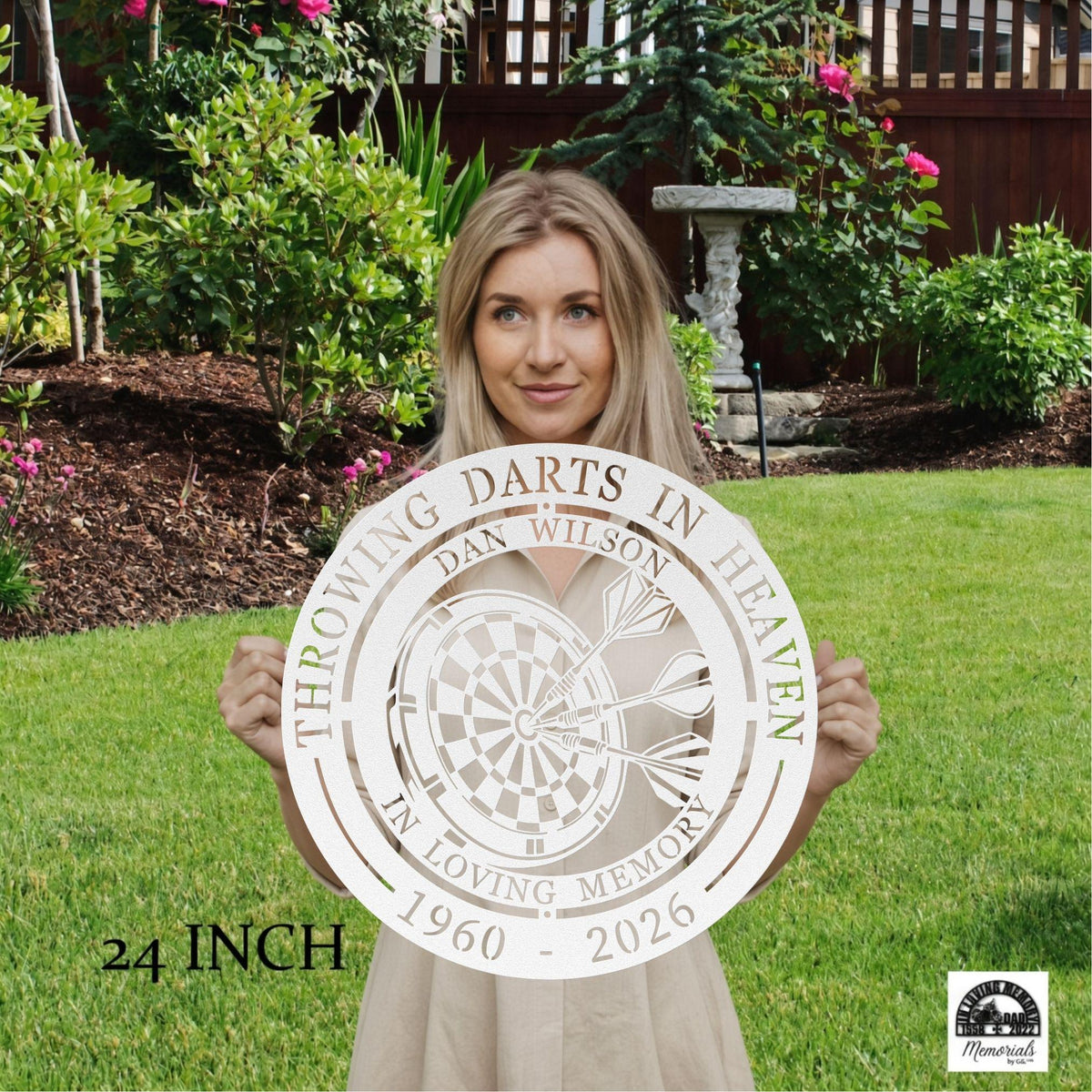 Dart Board Memorial Gift - Personalized Darts Player Sympathy Gift Throwing Darts In Heaven